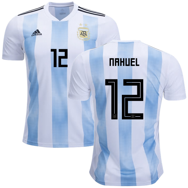 Argentina #12 Nahuel Home Kid Soccer Country Jersey - Click Image to Close